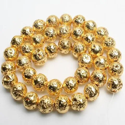 Volcanic Stone Beads Electroplated Round Loose Beads For DIY Bracelet Necklace Jewelry Making Accessories