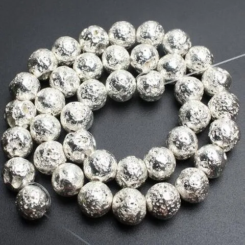 Volcanic Stone Beads Electroplated Round Loose Beads For DIY Bracelet Necklace Jewelry Making Accessories