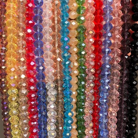 DIY Crystal Faceted Rondelle Loose Beads AB Coated Spacer Beads For Handmade Bracelets Necklaces Jewelry Making