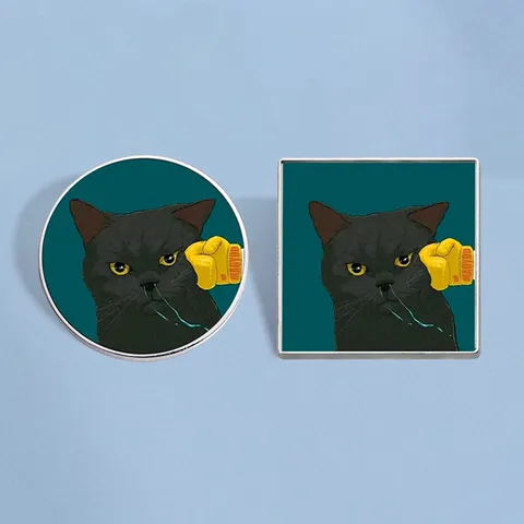 Funny Cartoon Black Cat Boxing Gloves Enamel Pin Zinc Alloy Animal Brooch Badge For Clothing Bags Backpack Decoration Gift Unisex