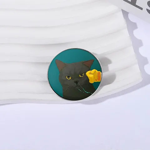Funny Cartoon Black Cat Boxing Gloves Enamel Pin Zinc Alloy Animal Brooch Badge For Clothing Bags Backpack Decoration Gift Unisex