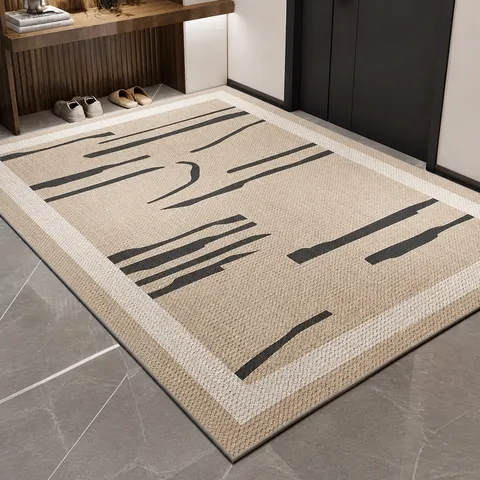 Alfombrilla Antideslizante Patrón Geométrico de Poliéster Resistente a la Suciedad Alfombra de Entrada Lavable Decoración
