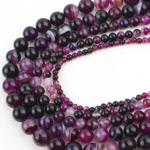 Natural Purple Agate Loose Beads Round Gemstone Beads For DIY Jewelry Making Bracelet Necklace Craft Accessories