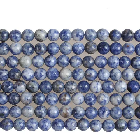 Synthetic Crystal Round Bead Strands Blue White Dotted DIY Jewelry Making Bracelet Necklace Accessories