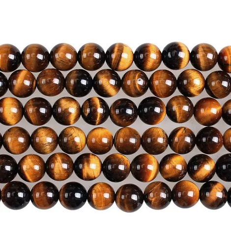 Round Yellow Tiger Eye Stone Loose Beads DIY Jewelry Making Semi Finished Beaded Strand Bracelet Necklace Craft Accessories