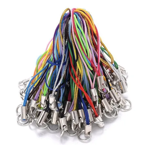 DIY Phone Lanyard Colorful Braided Nylon Cord With Metal Tube Doll Hanging Strap Multi Color Handmade Accessory Strap