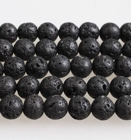Black Volcanic Lava Stone Round Beads Loose Spacer Beads For DIY Jewelry Making Bracelet Necklace Craft Supplies