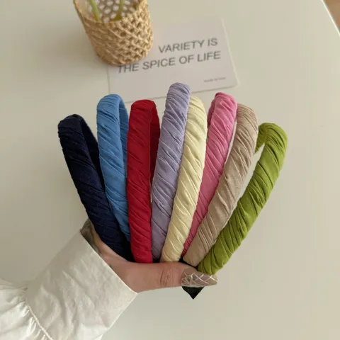 Cerchietto Sottile Plissettato Avvolto in Tessuto Stile Coreano per Donna Estate Cerchietto per Capelli per Lavare Viso
