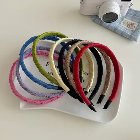 Cerchietto Sottile Plissettato Avvolto in Tessuto Stile Coreano per Donna Estate Cerchietto per Capelli per Lavare Viso