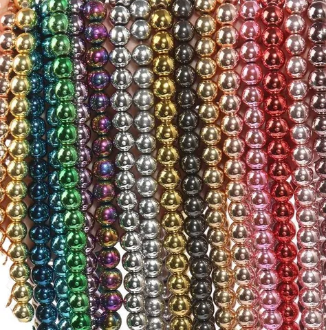 Natural Hematite Stone Round Cut Faceted Loose Beads For DIY Bracelet Jewelry Making Accessories