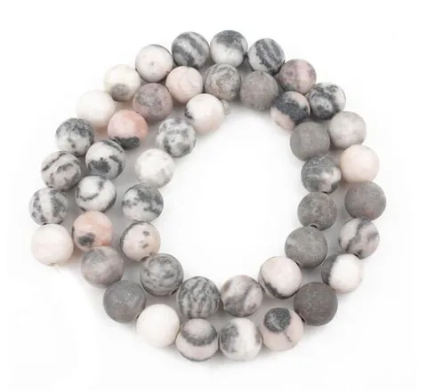 Roze Zebra Jaspis Losse Kralen Mat Ronde Steen Kralen Halffabrikaat DIY Sieraden Accessoires Voor Armband Maken Ambacht