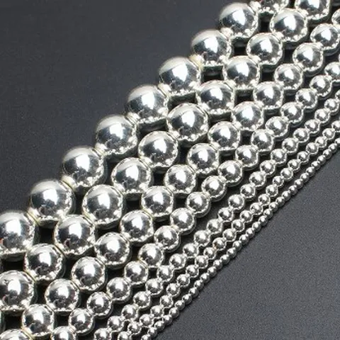 Electroplated Silver Hematite Round Faceted Loose Beads DIY Half-Finished Bracelet Jewelry Making Accessories