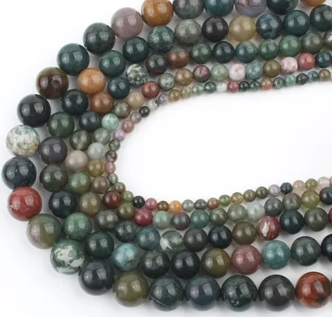 Natural Indian Agate Loose Beads Round Gemstone Beads For Jewelry Making DIY Bracelet Necklace Crafting Supplies