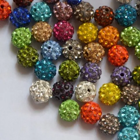 Full Rhinestone Clay Shamballa Beads Double Hole Round Loose Beads For DIY Bracelet Necklace Jewelry Making Accessories