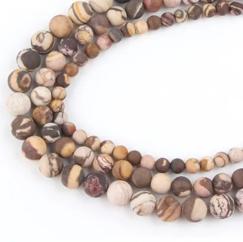 Natural Zebra Stone Loose Beads Matte Round Beads For DIY Jewelry Making Bracelet Necklace Crafting Supplies