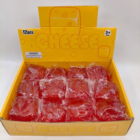 Red Vaseline Cube Squishy Stress Relief Toy Semi-Transparent Ice Cube Squeeze Fidget Toy For Office Home Daily Use Gift