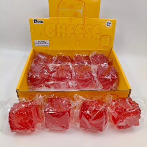 Red Vaseline Cube Squishy Stress Relief Toy Semi-Transparent Ice Cube Squeeze Fidget Toy For Office Home Daily Use Gift