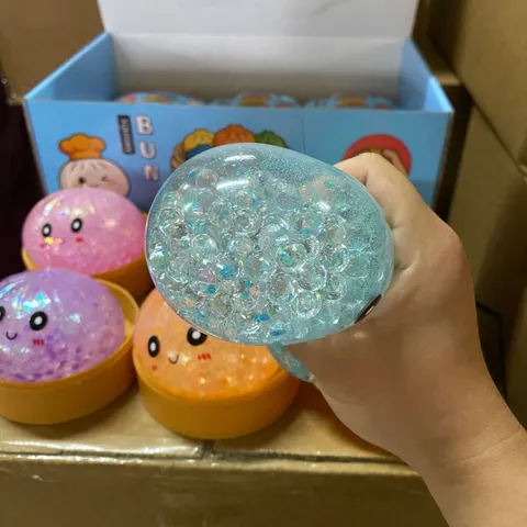 Glimlach Gezicht Lovertjes Goudpoeder Squishy Speelgoed Schattige Broodjesvorm Stressverlichtend Speelgoed Voor Kinderen Volwassenen TPR Sensorisch Speelgoed