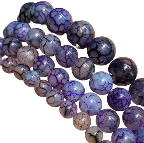 Natural Dragon Vein Agate Loose Beads Round Crackle Stone Beads For DIY Bracelet Jewelry Making Crafts Supplies