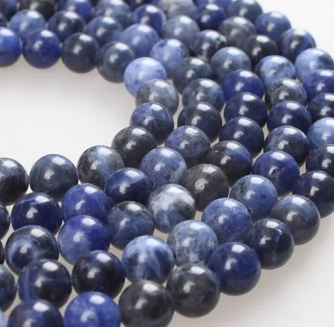 Round Blue Vein Synthetic Crystal Loose Beads Spacer Beads For DIY Jewelry Making Bracelet Necklace Crafting Supplies