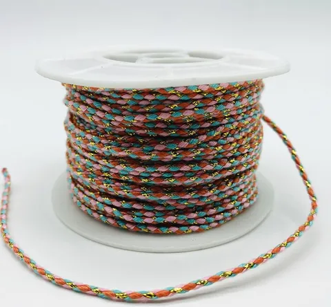 Cordino di Cotone Misto Filo Metallico Filo Intrecciato Multicolore Per Artigianato Fai-da-Te Creazione di Gioielli Cordino Tessuto