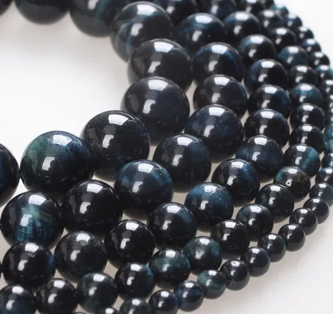 Dark Blue Tiger's Eye Natural Stone Loose Beads Round Gemstone Beads For DIY Jewelry Making Bracelet Necklace Accessories