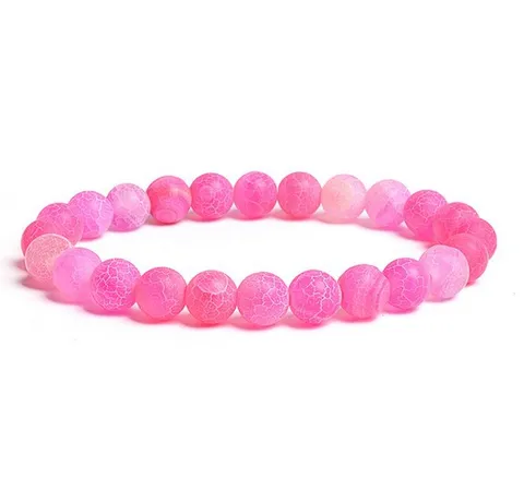 Natural Weathered Agate Beaded Bracelet Frosted Stone Stretch Bangle Unisex Fashion Daily Jewelry Gift