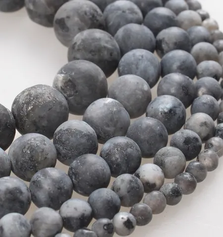 Matte Black Flash Stone Loose Beads Semi Finished DIY Beaded Bracelet Necklace Jewelry Making Craft Accessories