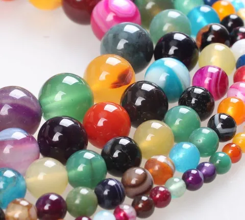 Bunte Gestreifte Synthetische Kristall Lose Perlen DIY Perlenzubehör Für Handgemachte Armband Und Halskette Schmuckherstellung