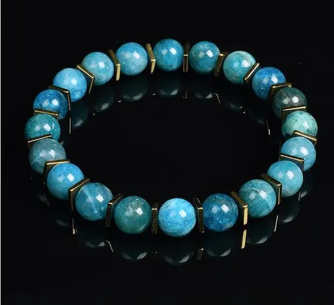 Bracelet de Yoga en Perles de Pierre Naturelle Avec Entretoises en Métal Bracelets Élastiques d'Énergie de Chakra pour Femmes Hommes