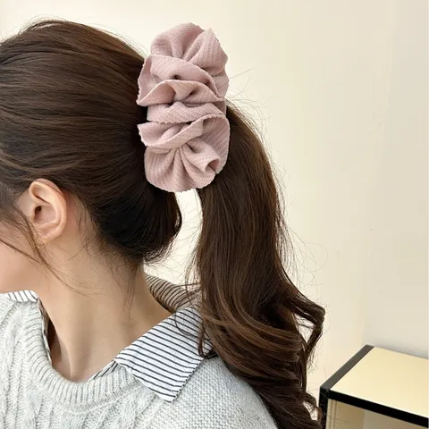Korean Style Large Ruffled Flower Banana Clip Elegant Fabric Hair Clip Autumn Winter Headwear For Women Daily Accessory