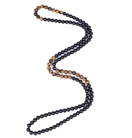 Natural Stone Yoga Necklace Beaded Volcanic Stone Tiger Eye Hematite Agate Jewelry For Men Women Meditation Healing