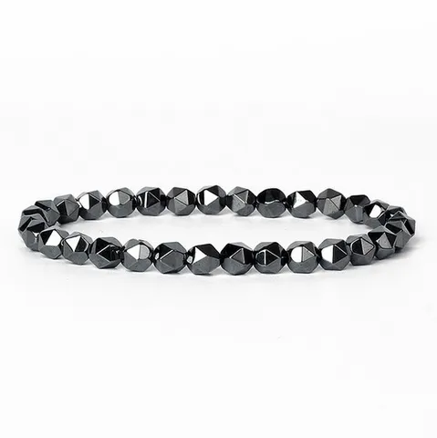Faceted Abacus Bead Hematite Bracelet Natural Stone Energy Beaded Bracelets For Women Men Fashion Jewelry Gift