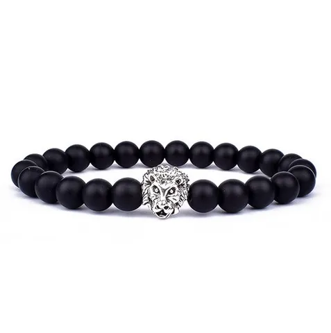 Heren Natuurlijke Vulkaangesteente Agaat Kralen Armband Leeuw Uil Spartaand Kroon Bedel Yoga Armbanden Mode Sieraden