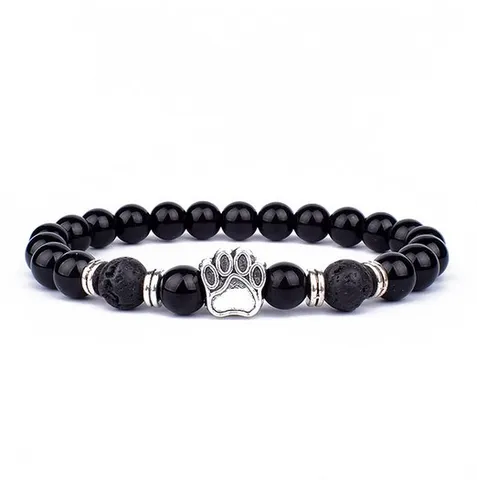 Heren Natuurlijke Vulkaangesteente Agaat Kralen Armband Leeuw Uil Spartaand Kroon Bedel Yoga Armbanden Mode Sieraden