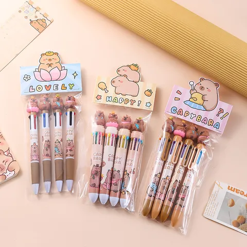 Capybara Multicolor Ballpoint Pen Cute Cartoon Press Gel Pen Student Journal Writing Stationery Set