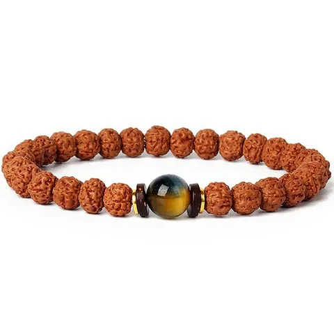 Bodhi Seed Beaded Bracelet Natural Stone Tiger Eye Gemstone Buddhist Prayer Beads Yoga Bracelet Jewelry For Men Women