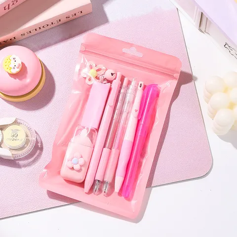Macaron Color Stationery Cute Aesthetic Writing Pens Rulers Correction Tape School Supplies Student Gift Box