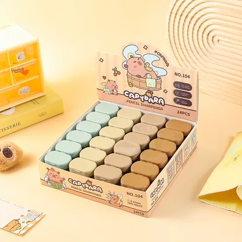 Capybara Double Hole Pencil Sharpener Mini Cute Cartoon Plastic Stationery Pencil Cutting Tool Office School Supplies