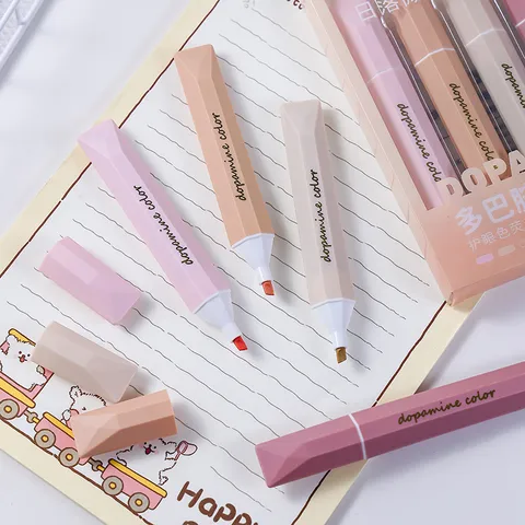 Morandi Color Aesthetic Pastel Highlighters Chisel Tip Marker Pens For Student Journaling Office School Supplies