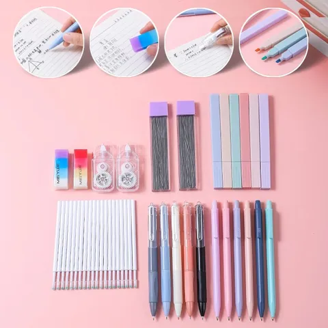 Morandi Kleur Schrijfwaren Set Student Esthetische Gelpen Correctieband Gum Potlood