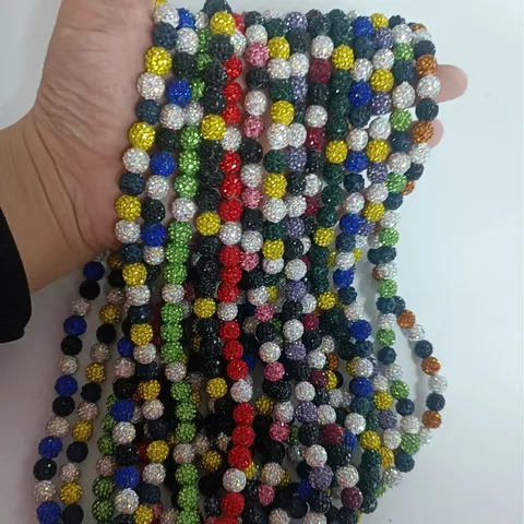 Colorful Polymer Clay Rhinestone Disco Ball Beaded Statement Necklace Handmade Crystal Choker Jewelry For Women
