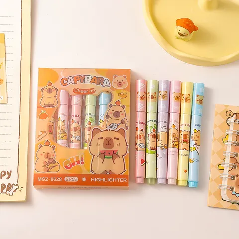 Cute Capybara Unicorn Highlighter Pastel Aesthetic Colored Pens Marker For Student Journaling Office School Supplies