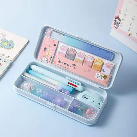 Schrijfwarenset Kattenpoot Verloopkleur Etui Liniaal Correctieband Student Leuke Leermiddelen Geschenkdoos