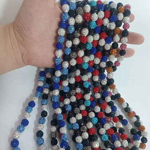 Colorful Rhinestone Clay Beaded Necklace Shamballa Style Elastic Stretch Chain Fashion Jewelry For Women