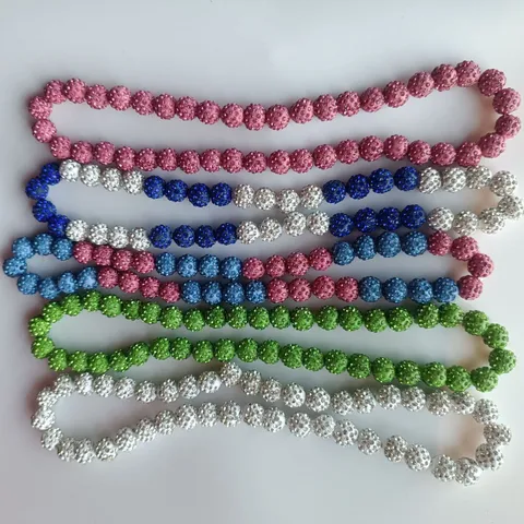 Shamballa Style Beaded Necklace Polymer Clay Rhinestone Disco Ball Beads Colorful Elastic Strand Fashion Jewelry For Women Men