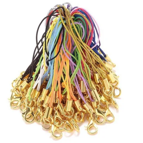 DIY Phone Lanyard Strap With Lobster Clasp Metal Tube Colorful Cord