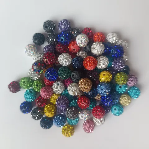 Cuentas Shamballa de Arcilla Coloridas con Estrés Pavimentadas Cuentas Sueltas de Bola de Discoteca para Manualidades DIY