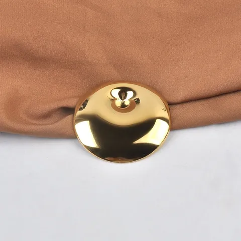 European American Fashion Stainless Steel Round Ripple Brooch For Women High Grade Mirror Polished Gold Silver Metal Apparel Pin Jewelry Gift