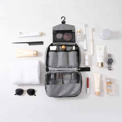 Borsa da Viaggio Portatile in Poliestere Separazione Secco Umido Organizzatore per Toeletta Impermeabile Appesa per Donna Uomo
